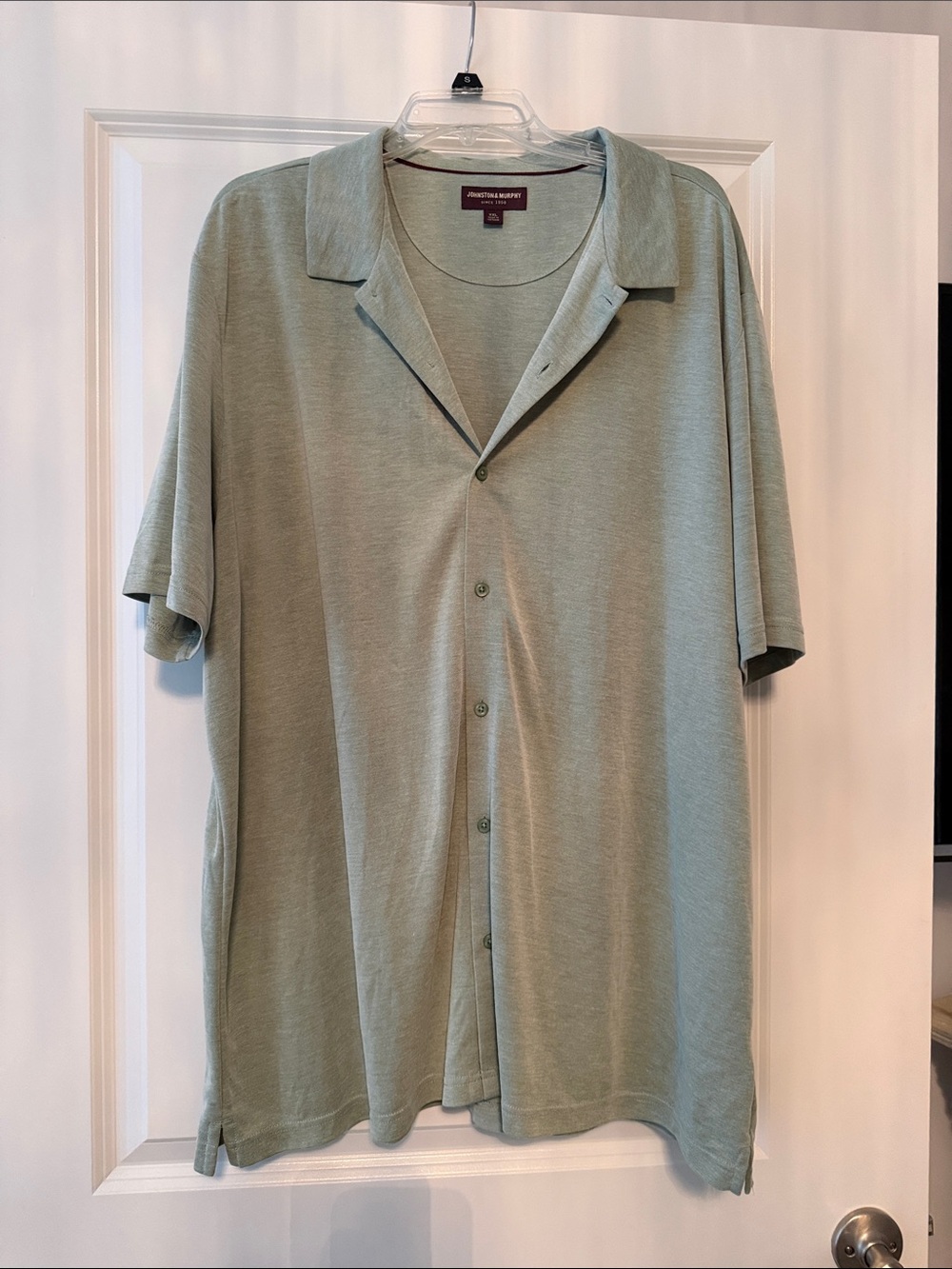 Johnston & Murphy Light Sage Green Short Sleeve Button-Down Shirt